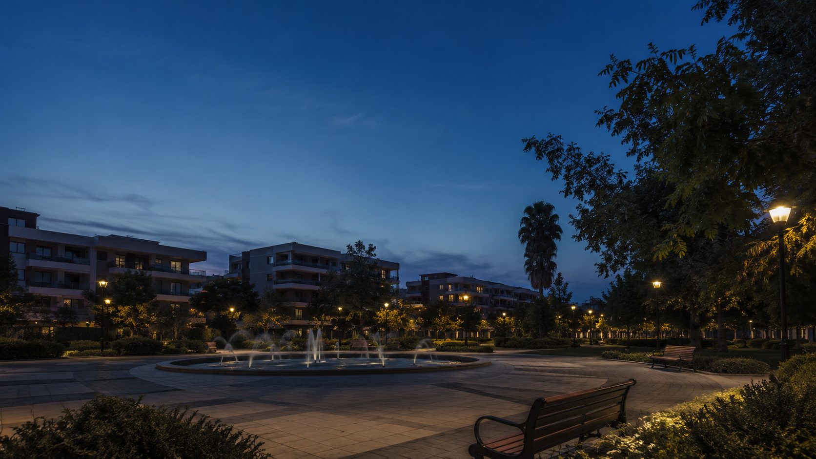 Plaza Ñuñoa al atardecer